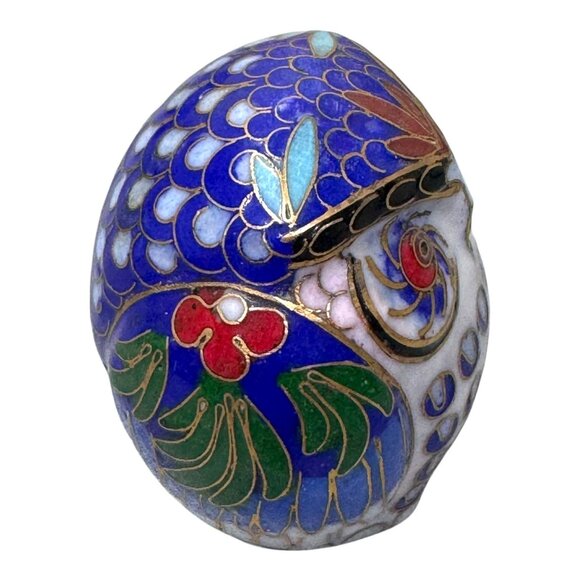 Vintage Cloisonné Enamel Owl Figurine Paperweight Wide Eyed 2.25” Art Decor - Picture 4 of 7